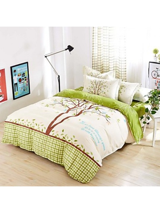 Bedding Sets 4pcs Queen Size Girls Love Trees Green Bed
