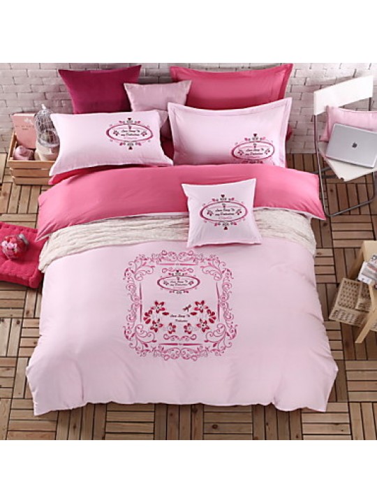 Solid Cotton 4 Piece Duvet Cover Sets