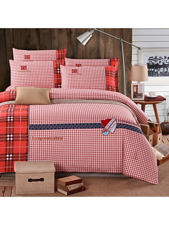 Solid Cotton 4 Piece Duvet Cover Sets