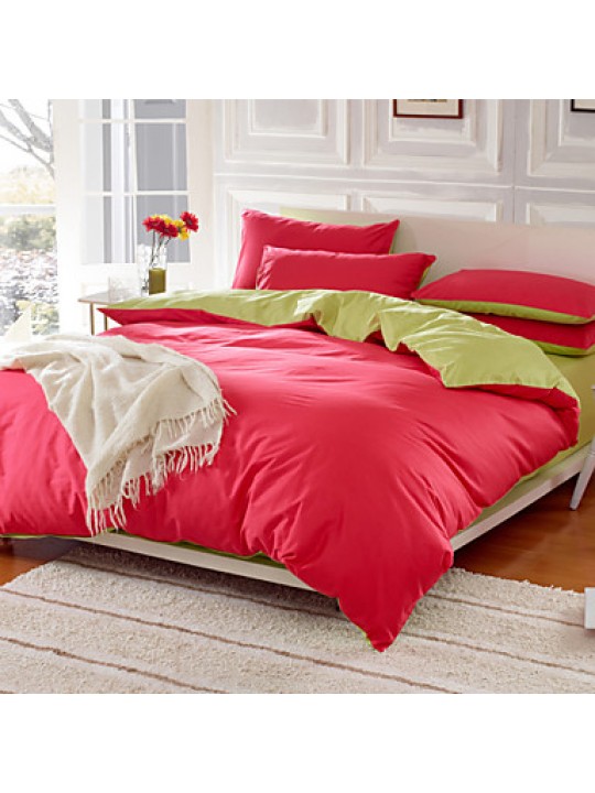 Solid Cotton 4 Piece Duvet Cover Sets