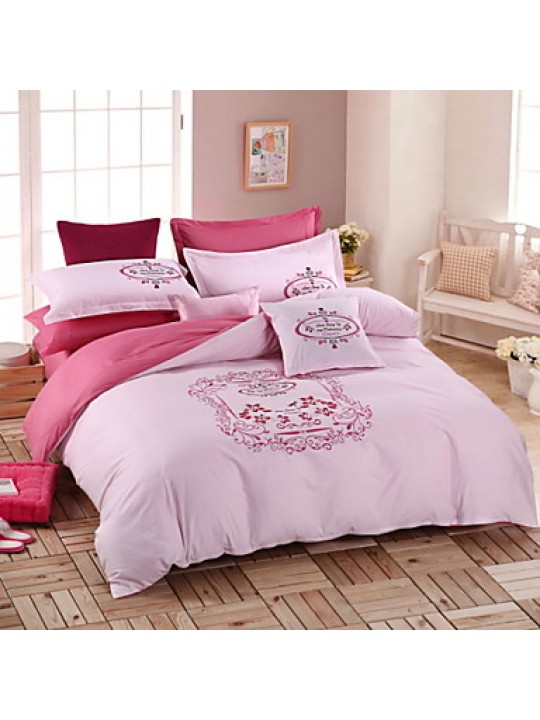 Solid Cotton 4 Piece Duvet Cover Sets