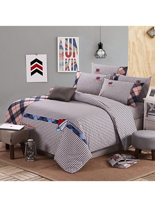 Solid Cotton 4 Piece Duvet Cover Sets