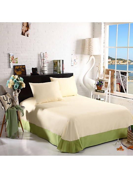 Two-Tone Bedsheet Pillowcases Duvet Cover(Canary+Green)