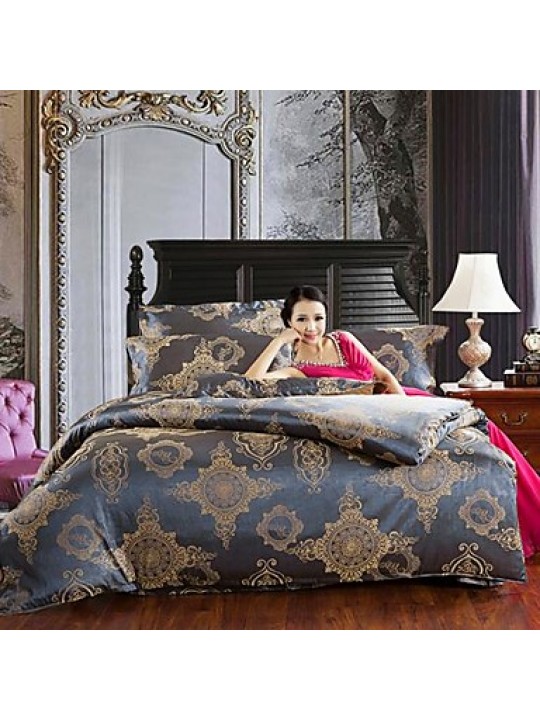 Duvet Cover Set The High End Luxury Satin Jacquard Silk Bedding And Court Wind Full