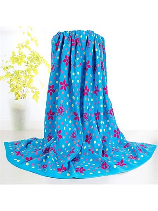 Knitted Multi-color Floral Full Cotton Blanket W59" by L79"