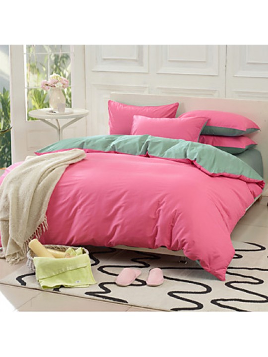 Solid Cotton 4 Piece Duvet Cover Sets