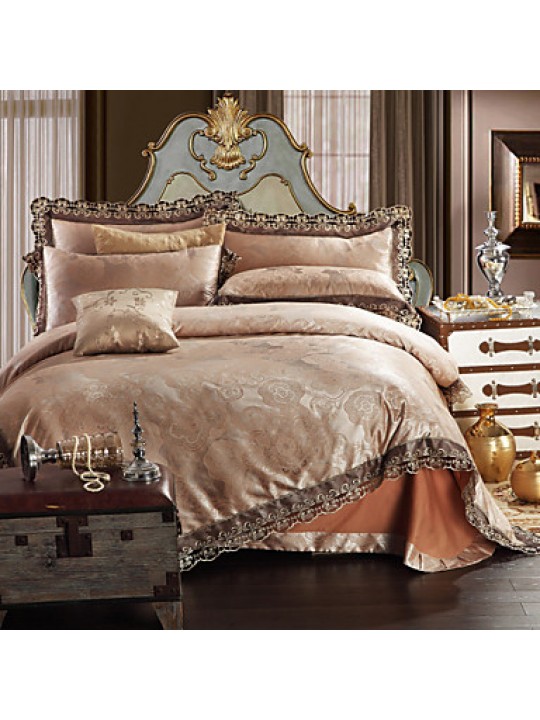 Simple Opulence Modal Cotton Jacquard Quilt King Queen Duvet Cover Set with 1 Flat sheet and 2 Pillowcases