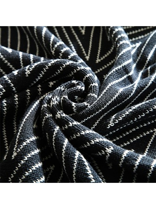 Strip Pattern Knitted Blanket Acrylic Fiber59"*79"