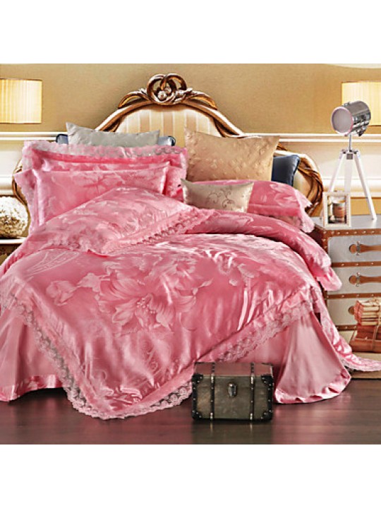 Simple Opulence Modal Cotton Jacquard Quilt King Queen Duvet Cover Set with 1 Flat sheet and 2 Pillowcases