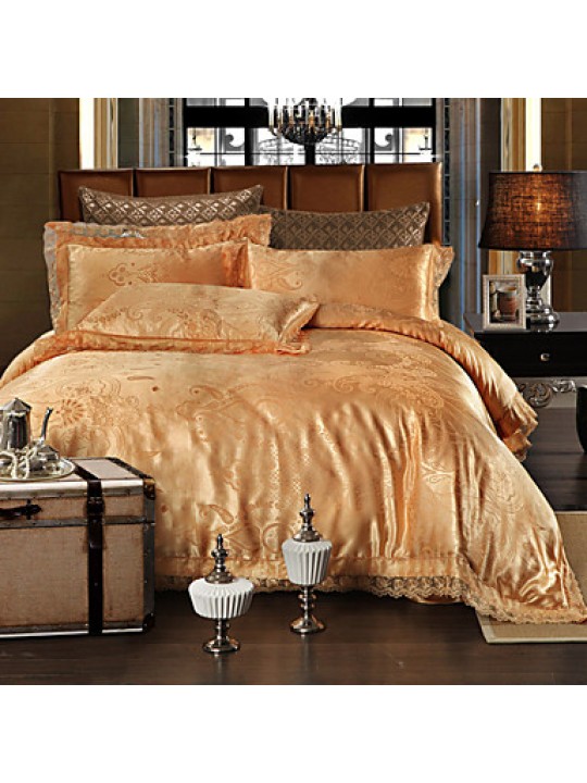 Simple Opulence Modal Cotton Jacquard Quilt King Queen Duvet Cover Set with 1 Flat sheet and 2 Pillowcases