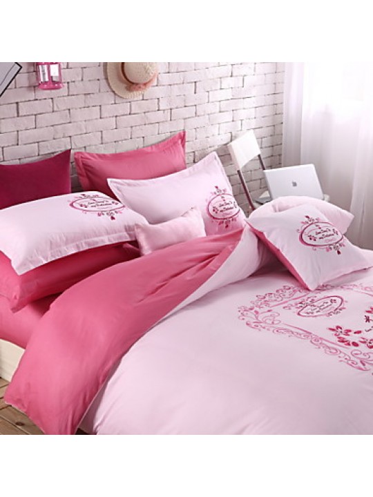 Solid Cotton 4 Piece Duvet Cover Sets