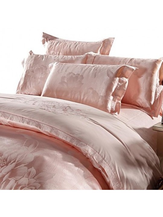 Simple Opulence 100% CottonGrey Satin Jacquard Silk Duvet Cover Set