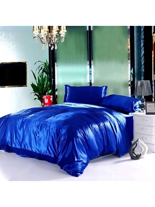 Stripe Faux Silk 4 Piece Duvet Cover Sets