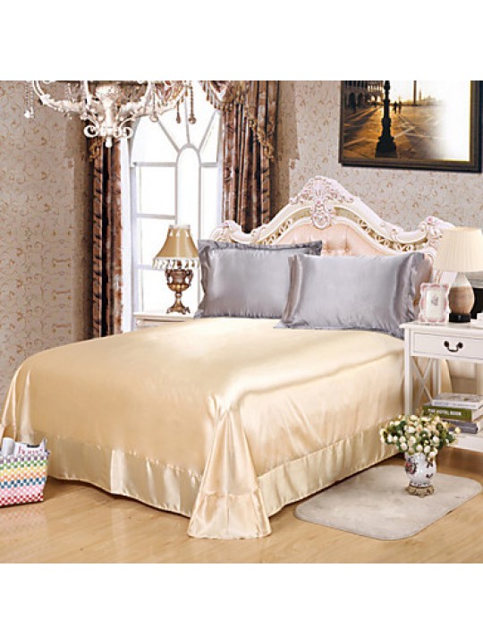 Solid Faux Silk 4 Piece Duvet Cover Sets