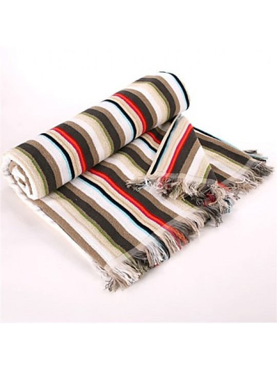 Morden Style 1 PC Full Cotton Thickening Blanket 59" by 79" Stripe Pattern