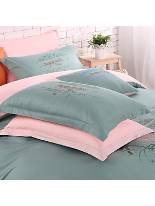 Solid Cotton 4 Piece Duvet Cover Sets