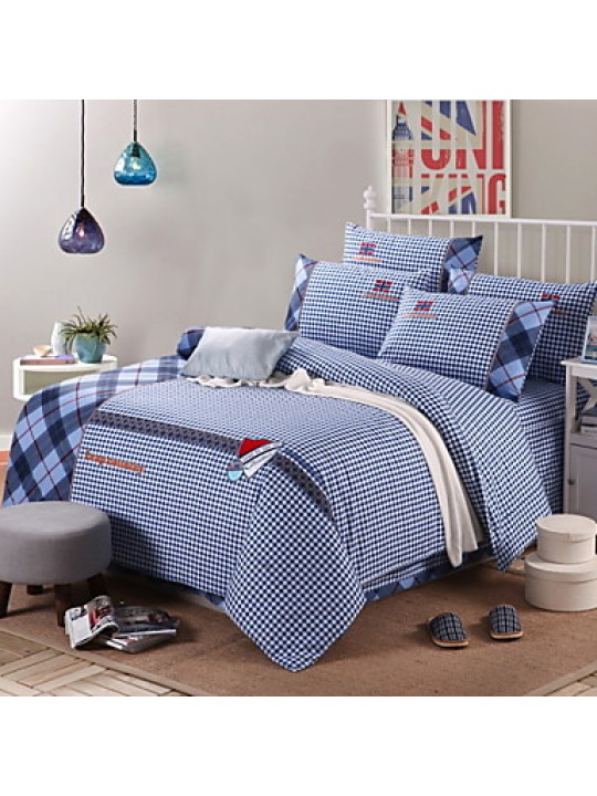 Solid Cotton 4 Piece Duvet Cover Sets