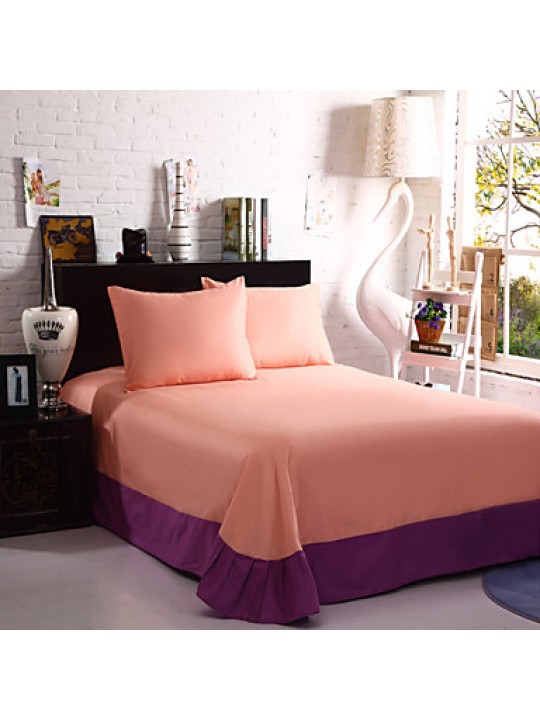 Two-Tone Bedsheet Pillowcases Duvet Cover(Purple+Pink)