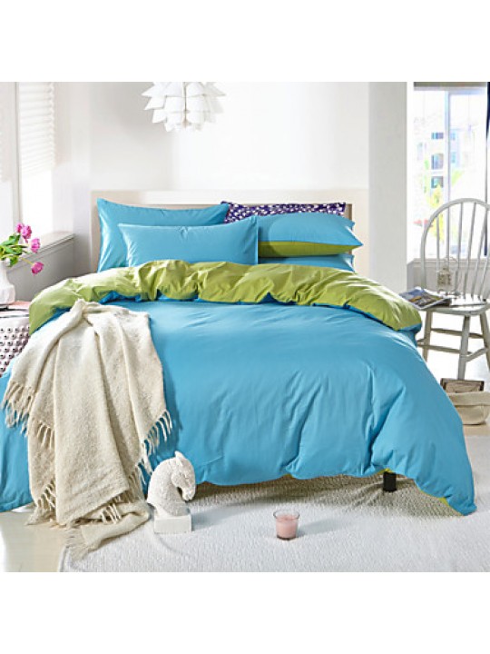 Solid Cotton 4 Piece Duvet Cover Sets