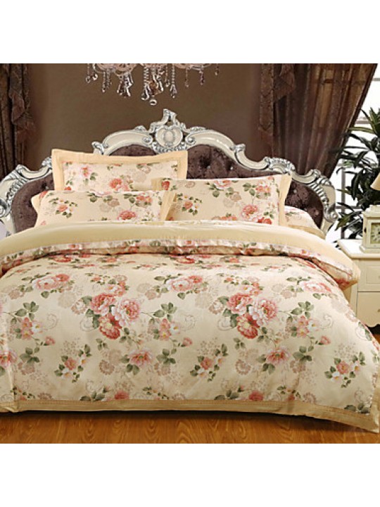 Floral Cotton 4 Piece Duvet Cover Sets