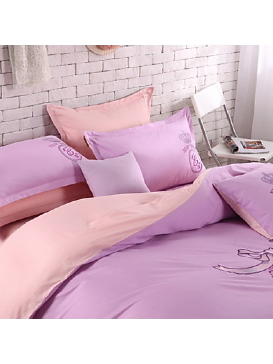 Solid Cotton 4 Piece Duvet Cover Sets