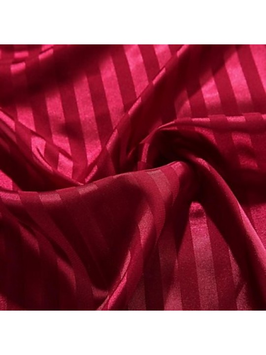Stripe Faux Silk 4 Piece Duvet Cover Sets