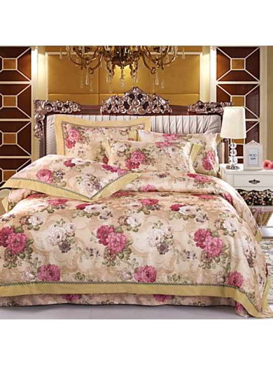 Floral Cotton 4 Piece Duvet Cover Sets