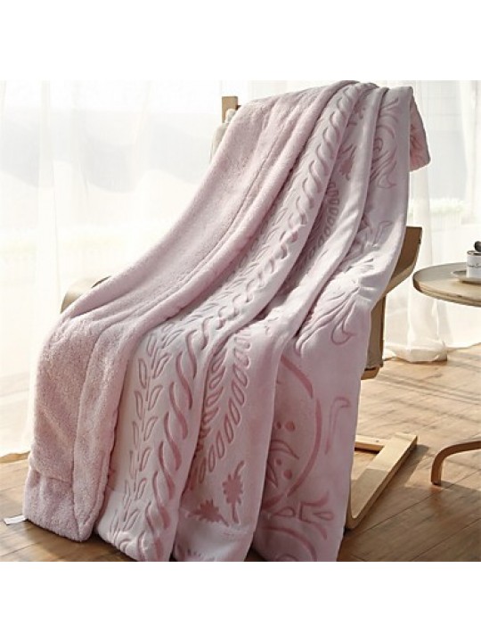 Flannel Blankets Bed BlanketW70"×L79""Super Soft Warm and Easy Care Floral Pattern