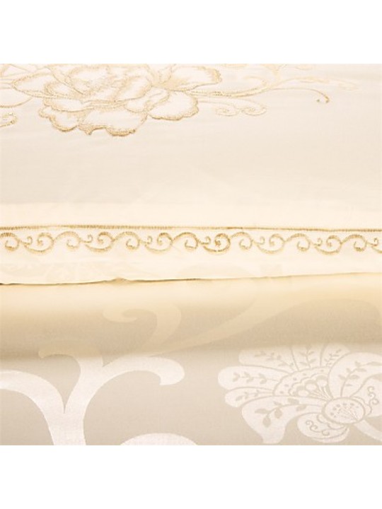 Luxury Jacquard Silk Cotton Blend 4pcs Duvet Cover Bed Sheet Pillowcase Bed Linen