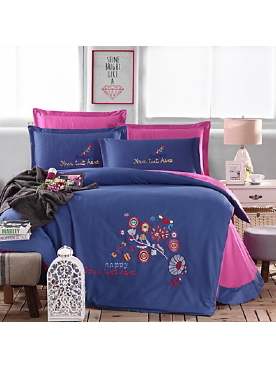 Yuxin庐Advanced Embroidery Cotton Four- PieceActivity of Printing And Dyeing Plain Kitfor Queen/King Size