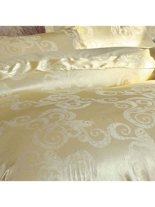 Floral Faux Silk 4 Piece Duvet Cover Sets