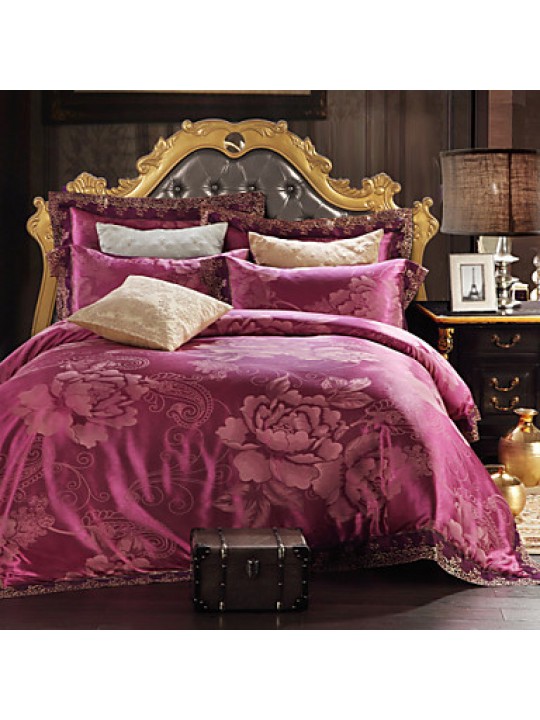 Simple Opulence Modal Cotton Jacquard Quilt King Queen Duvet Cover Set with 1 Flat sheet and 2 Pillowcases