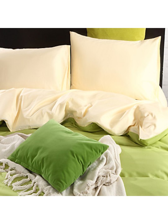 Two-Tone Bedsheet Pillowcases Duvet Cover(Canary+Green)