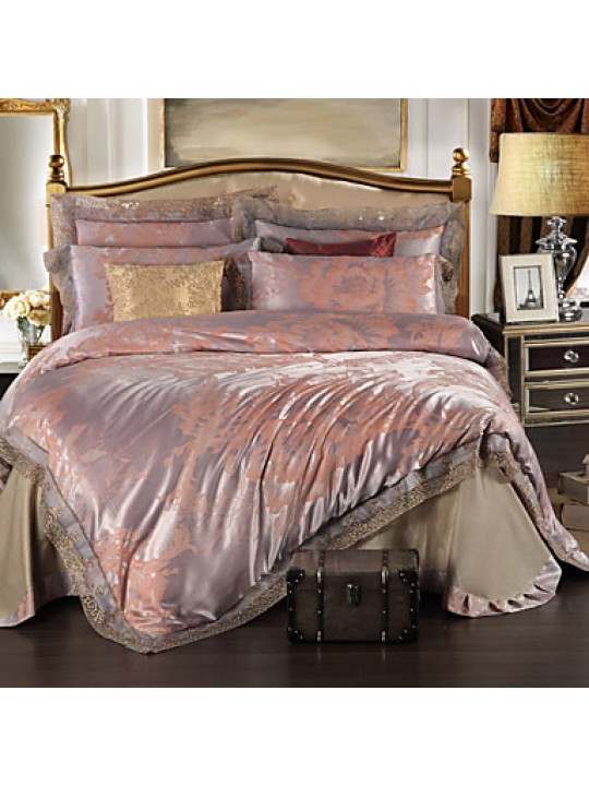 Simple Opulence Modal Cotton Jacquard Quilt King Queen Duvet Cover Set with 1 Flat sheet and 2 Pillowcases