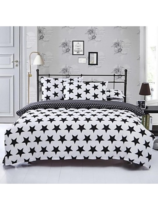 Factory Direct Starry Bedlinen White And Black Printed Comforters Plain Cotton Bedding Set Twin Queen King Wholesale