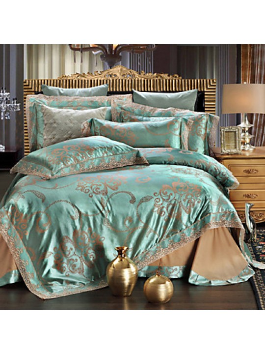 Simple Opulence Modal Cotton Jacquard Quilt King Queen Duvet Cover Set with 1 Flat sheet and 2 Pillowcases