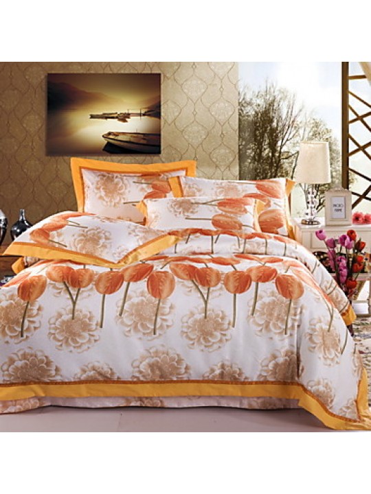 Floral Cotton 4 Piece Duvet Cover Sets