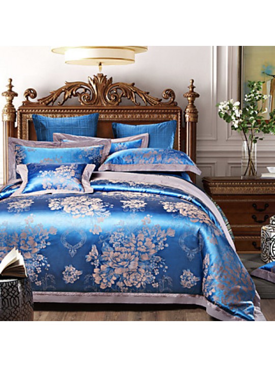 Luxury Jacquard Cotton 4pcs Bedding Set Pillowcase Covers Sheet Home Textiles Quilt Cover Bed Flat Sheet