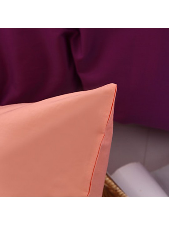 Two-Tone Bedsheet Pillowcases Duvet Cover(Purple+Pink)
