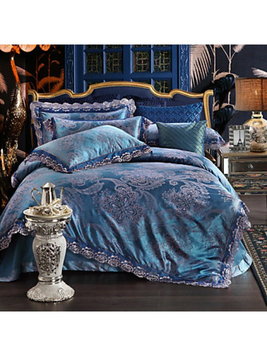 Simple Opulence Modal Cotton Jacquard Quilt King Queen Duvet Cover Set with 1 Flat sheet and 2 Pillowcases