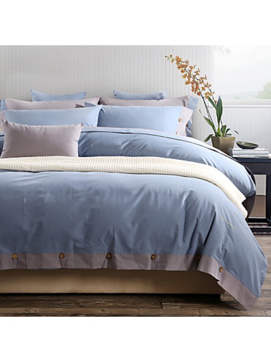 100% Cotton sanding 4 Piece Simple Home Theme Duvet Cover Set with 1 Flat sheet 2 Pillow cases